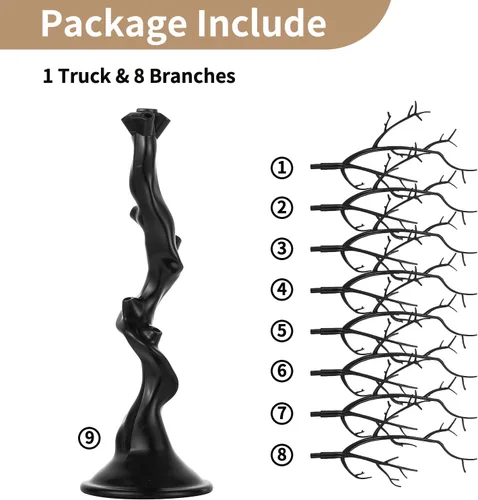 Miniatura 6 de NUPTIO Árbol Artificial Negro de Halloween: 22.8 pulgadas de Alto Exhibidor de Ornamentos Navideños Árboles Falsos Manzanita Ramas Decorativas