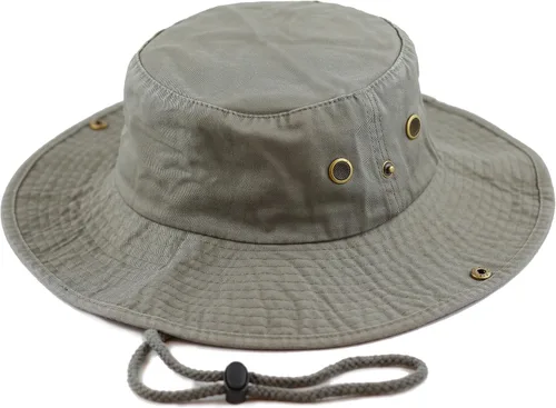 The Hat Depot - Sombrero de safari, de algodón lavado a la piedra, de ala ancha, plegable, doble cara y sombrero de pesca 2. Algodón - Oliva