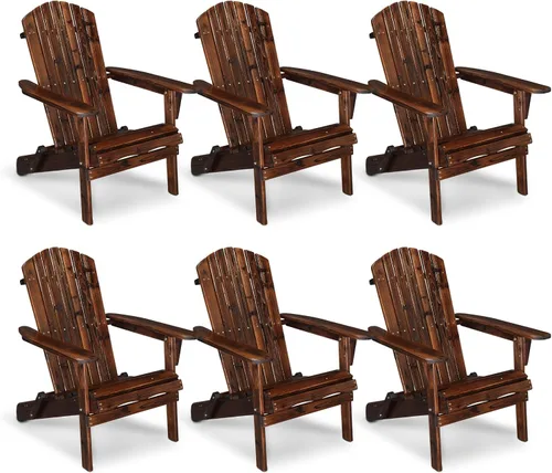 Miniatura 10 de VINGLI Silla Adirondack plegable, sillas Adirondack de madera para exteriores, sillas plegables para fogata para patio, barbacoa, porche, patio