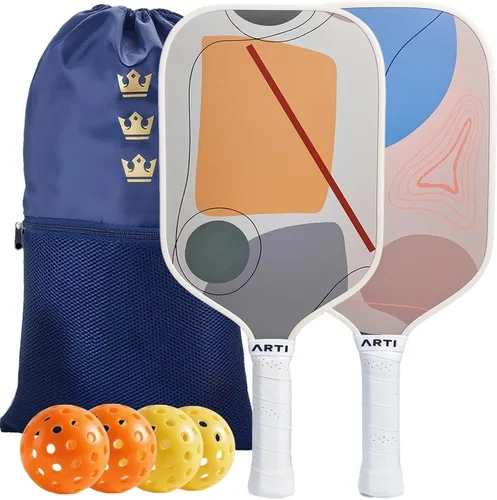Miniatura 8 de ARTI Juego de 2 palas de pickleball aprobadas por USAPA, 2 raquetas de pickleball, 4 bolas y 1 bolsa de transporte portátil Flor Rosa Y Verde