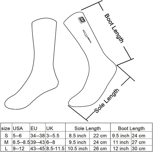 Miniatura 6 de Calcetines térmicos con batería recargable, calentador térmico para invierno con calefacción eléctrica para hombres y mujeres