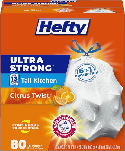 Miniatura 15 de Hefty Bolsas de basura ultra fuertes de 20 galones, bolsas de basura XL altas de 20 galones, cierre de cordón, control continuo de olores, aroma