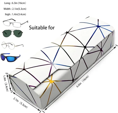 Miniatura 3 de Abwuulq - Funda de gafas deslumbrante celosía, funda protectora portátil para gafas, cubierta rígida para gafas de moda, unisex..
