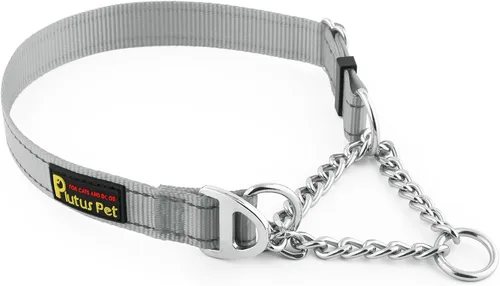 Miniatura 7 de Plutus Pet Martingale - Collar para perro con cadena de acero inoxidable y nailon reflectante, collar de entrenamiento ajustable sin tirones