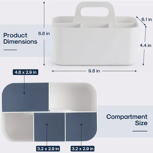 Miniatura 5 de Organizador Caddy Multiusos con Asa - Contenedor de Plástico Apilable Tote - Suministros de Arte y Manualidades, Oficina, Escritorio, Papelería