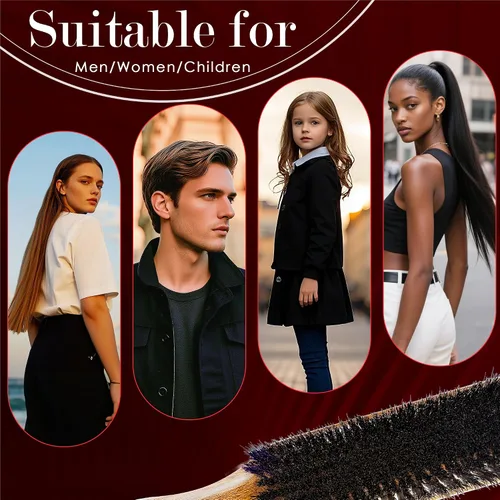 Miniatura 9 de STYLEMATE Sapele - Cepillo de pelo de cerdas de jabalí de madera para mujeres y hombres, cepillo suave para cabello fino y fino, cepillo alisador