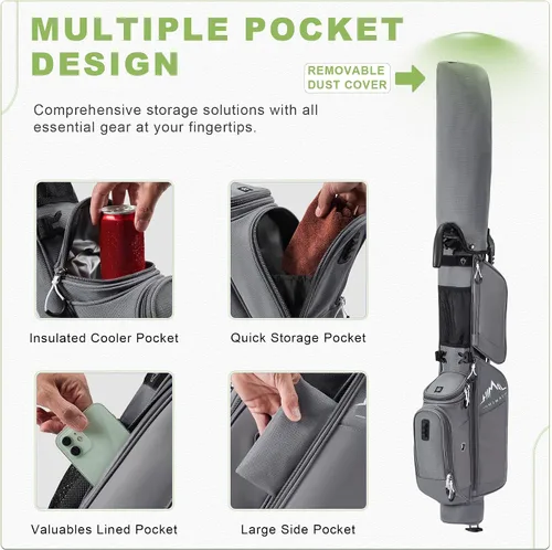 Miniatura 5 de Bolsa de golf ligera con soporte para transportar – Bolsa de golf fácil de llevar y duradera para Pitch n Putt para el campo de práctica, Par 3