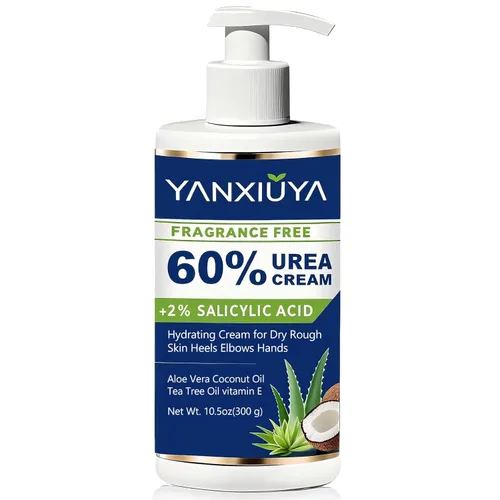 Crema de urea 60% de 10.5 onzas, loción corporal sin fragancia con 2% de ácido salicílico, crema de pies y para pies, talones agrietados, removedor