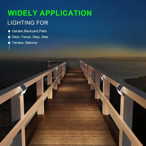 Miniatura 6 de Luces solares de cubierta brillante 3 luces LED de escalera impermeables para valla de acero inoxidable al aire libre lámpara solar para patio
