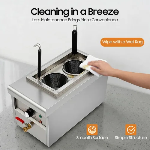 Miniatura 6 de LYNICESHOP Olla de pasta, máquina de cocción de fideos comercial, 2000 W, cocina eléctrica de pasta con cestas, cocina eléctrica para pasta, horno
