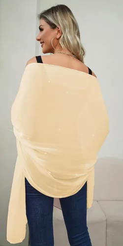 Miniatura 3 de REEMONDE Chales para mujer, chales de gasa brillante, hiyab, bufanda, pareo nupcial de boda, chales para vestidos de noche