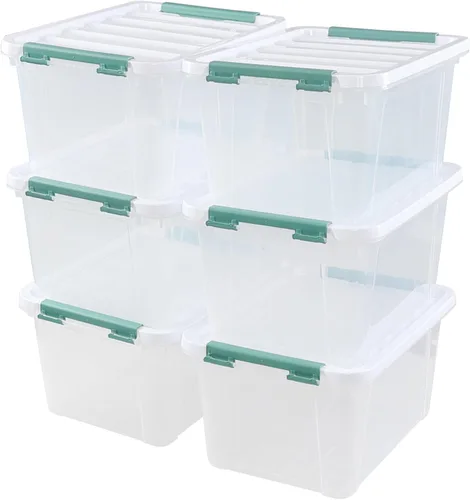 Miniatura 10 de Quickquick - Contenedor de plástico transparente de 12 cuartos de galón con asa, 4 paquetes Contenedores organizadores de plástico con tapas