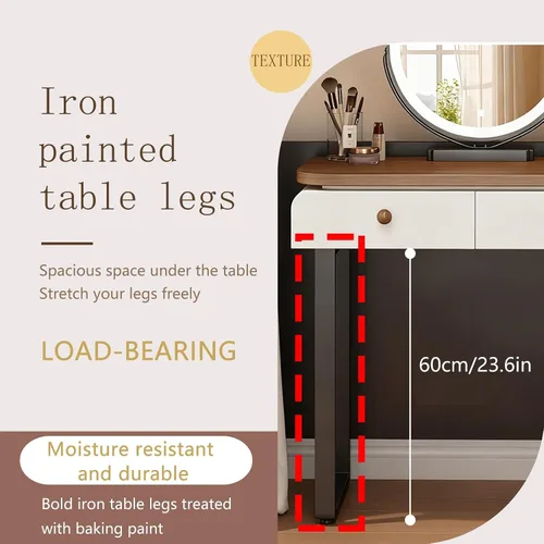 Miniatura 7 de Tocador de Maquillaje Grande con cajones,Spacious Storage Capacity, Modern Wood-Inspired Design, expansive countertop, Rounded Edges, Silent-Glide