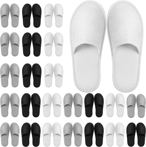 Geyoga 24 pares de pantuflas desechables para invitados, 2 tamaños, de algodón, para hotel, spa, casa, para graduación, boda, fiesta, sin zapatos,