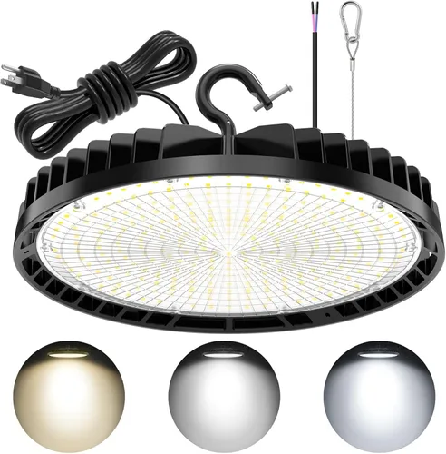 Miniatura 20 de KUKUPPO Luz LED de alta bahía de 150 W, 120 W, 90 W, ajustable, 4500 K, 5000 K, 5700 K, luz LED de alta bahía con enchufe para almacén de fábrica