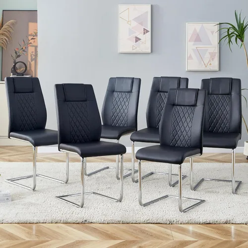 Miniatura 11 de Dining Chairs Set of 6,Kitchen Chairs with Leather Cushions,Modern Dining Chairs with Gold Metal Frame,Dinner Chairs for Kitchen & Dining Room and