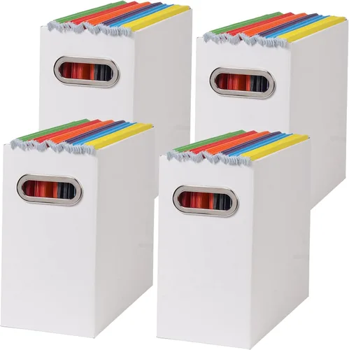 Miniatura 8 de Caja organizadora de archivos plegable con asa, 12.20 x 5.11 x 9.84 pulgadas, organizador de archivos para el hogar u oficina, pequeña caja de Negro