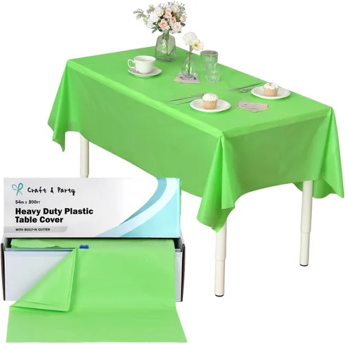 Miniatura 211 de Rollo de plástico para cubierta de mesa color verde manzana, 40 pulgadas x 100 pies, rollo de plástico resistente para cubierta de mesa de banquetes