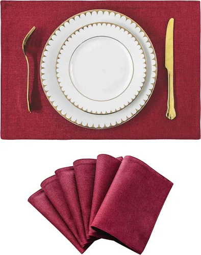 Miniatura 61 de Juego de 6 manteles individuales resistentes al calor para mesa de comedor y cocina de Home Brilliant, manteles individuales para mesa de comedor