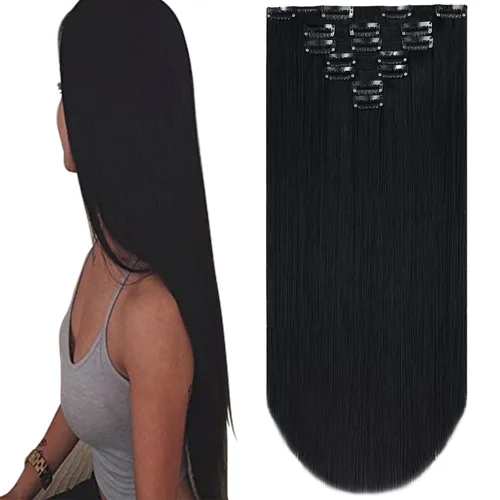 Miniatura 42 de SYXLCYGG Extensiones de cabello rubio, 2 unidades, extensiones de cabello con clip de 22 pulgadas, 5 onzas, lacio, sintético, esponjoso, rubio