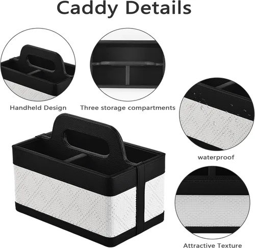 Miniatura 6 de Organizador de Escritorio Caddy con Asa - Soporte Portátil de Cuero PU para Control Remoto - Bolsa de Almacenamiento Tote para Mesita de Noche