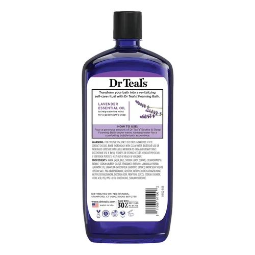 Miniatura 11 de Dr Teal's Baño espumoso con sal pura de Epsom, calma y duerme con lavanda, 34 onzas líquidas (paquete de 2)