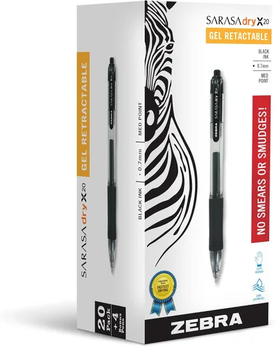 Miniatura 5 de Zebra Pen Sarasa Dry X20 - Bolígrafos de gel retráctiles, punta media de 0.028 in, tinta negra con tecnología de tinta de secado rápido, ideales