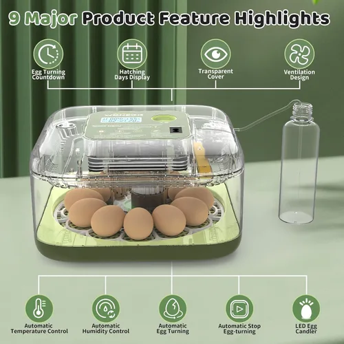 Miniatura 2 de Incubadoras para incubar huevos de 12 huevos, incubadora digital de huevos de precisión, control automático de humedad de temperatura de 6