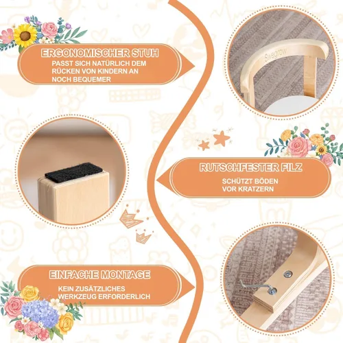 Miniatura 5 de Swegrow Juego de mesa y 2 sillas para niños, mesa y sillas de madera para niños y bebés, muebles de madera para niños para sala