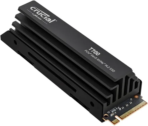 Crucial T700 PCIe Gen5 NVMe SSD de 4 TB con disipador de calor, hasta 12,400 MB/s, TLC NAND, compatible con Intel y Ryzen, para gaming intensivo y