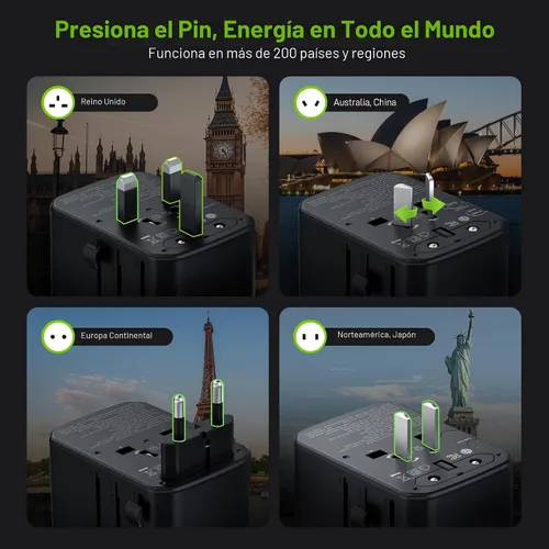 Miniatura 6 de Epicka Pulse Duo - Adaptador de viaje universal de 65 W, adaptador de corriente internacional con PD y QC 3.0 de carga rápida para 2 dispositivos