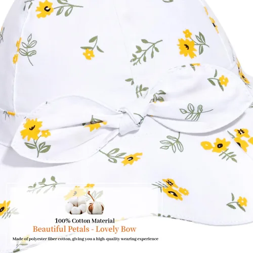 Miniatura 84 de Sombrero de sol para bebé niña con UPF 50+ sombrero de playa ajustable para exteriores con ala ancha