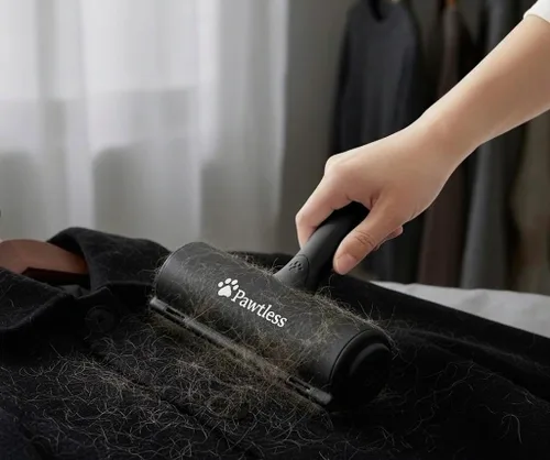 Miniatura 6 de Removedor de pelo de mascotas negro – Removedor de pelo reutilizable de perros y gatos para muebles, ropa, alfombras, interiores de coche, rodillo