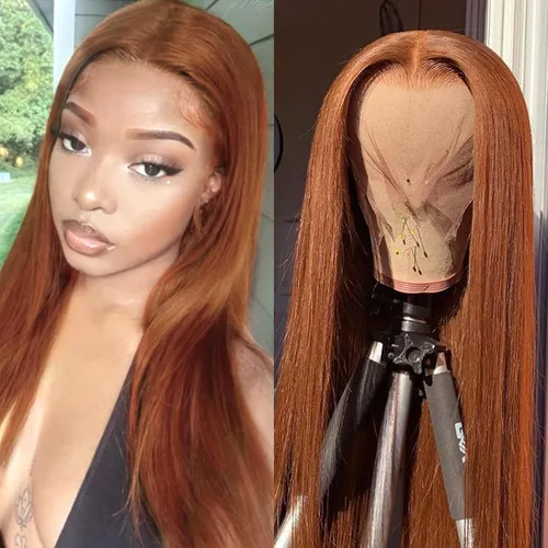 Miniatura 8 de Peluca rubia sintética con encaje frontal, predepilada 613, peluca de cabello largo para mujer, peluca sedosa y recta con parte media sin pegamento
