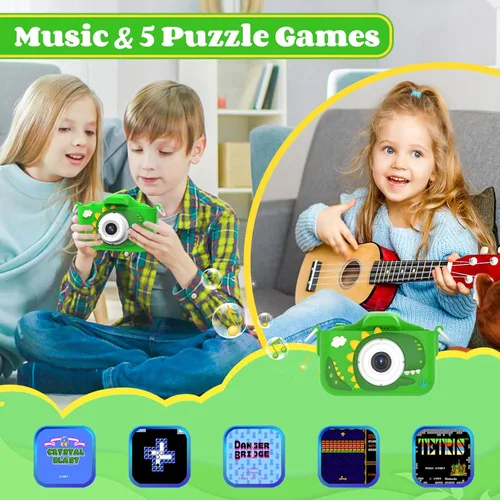 Miniatura 6 de Cámara para niños, juguetes de video para niños de 3 a 8 años, niños y niñas, cámara de 1080P de doble lente 48MP para niños pequeños con tarjeta SD