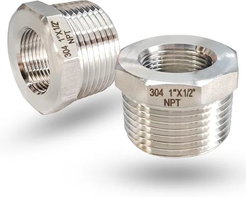 Miniatura 15 de Reductor de buje hexagonal macho NPT de 1/2 pulgada a NPT hembra de 1/4 pulgada, adaptador reductor NPT de acero inoxidable 304, buje hexagonal