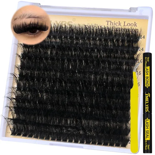 Miniatura 8 de Extensiones de pestañas en racimo de 0.64 a 0.86 pulgadas de largo, extensiones de pestañas gruesas D C, 240 unidades, pestañas individuales