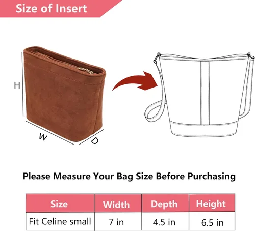 Miniatura 2 de Doxo Organizador de bolso para bolsos, organizador de bolsas de terciopelo con diseño de cremallera, compatible con cubeta pequeña Celine, Triomphe