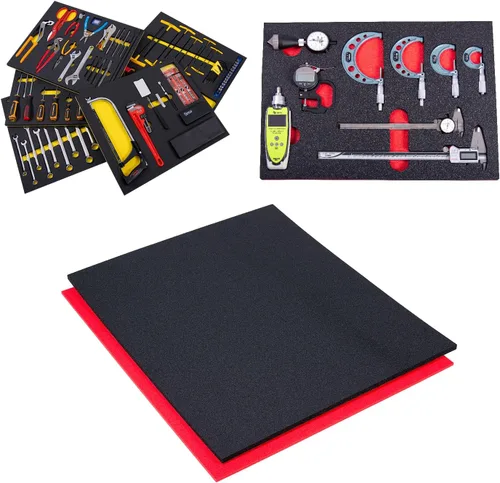 5S - Organizador de espuma para sombra (2 colores), rollo de tamaño personalizado (48 x 54 pulgadas, parte superior negra/parte inferior roja)