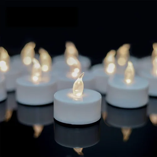 Miniatura 10 de YIWER Velas LED de té de 200 horas, paquete de 50 bombillas parpadeantes realistas, funciona con pilas, para celebración de festivales de temporada