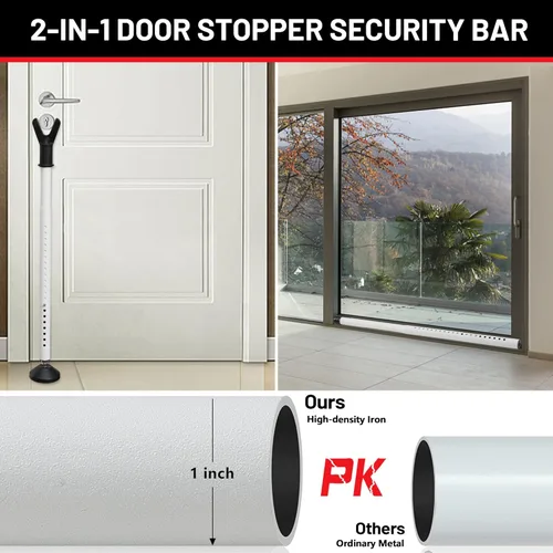 Miniatura 3 de Barra de Seguridad para Puerta - Barra de Seguridad Ajustable para Topes de Puerta de Gran Resistencia - Barras de Seguridad Ajustables para Puertas