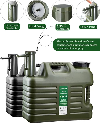 Miniatura 7 de Jarra de agua portátil de 5 galones con bomba de control táctil automático, contenedor de agua verdaderamente sin fugas con grifo, equipo de bomba