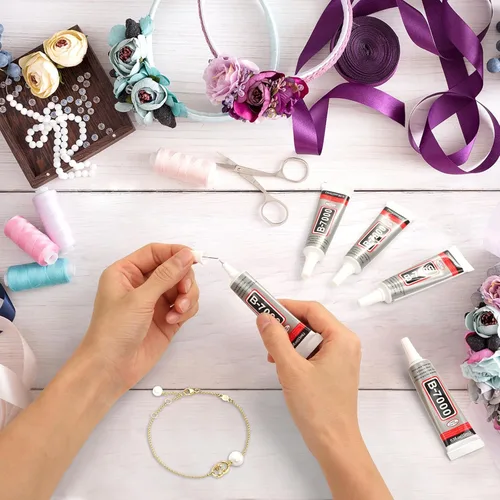 Miniatura 7 de 5 unidades de 0.5 onzas líquidas B7000 Super Glue, pegamento transparente B-7000 con diamantes de imitación, pegamento flexible para manualidades