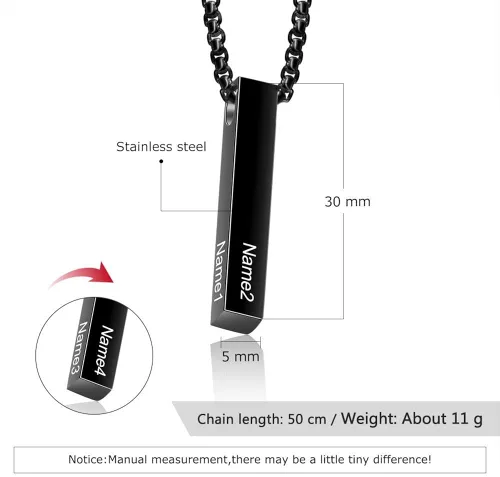 Miniatura 2 de Lam Hub Fong Collar grabado para hombre, collar de oro para mujer, collar personalizado de acero inoxidable con inicial de nombre para hombres