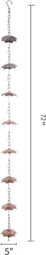 Miniatura 7 de Topadorn Cadena de lluvia para paraguas, canalón de metal decorativo de 72 pulgadas, desviador de agua resistente a la intemperie para jardín al