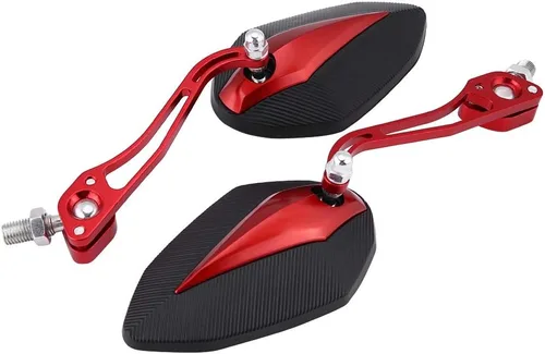 Miniatura 6 de Espejo retrovisor para motocicleta, par de espejos retrovisores universales de aleación de aluminio de 0.315 in y 0.394 in (rojo)