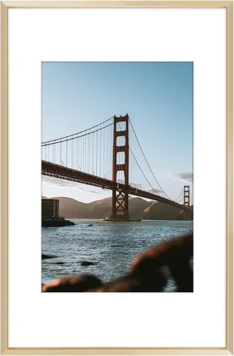 Miniatura 63 de Frametory, Portarretratos de metal de 16 x 24 pulgadas con paspartú para fotos de 12 x 18 pulgadas y vidrio real, colección de marcos de fotos