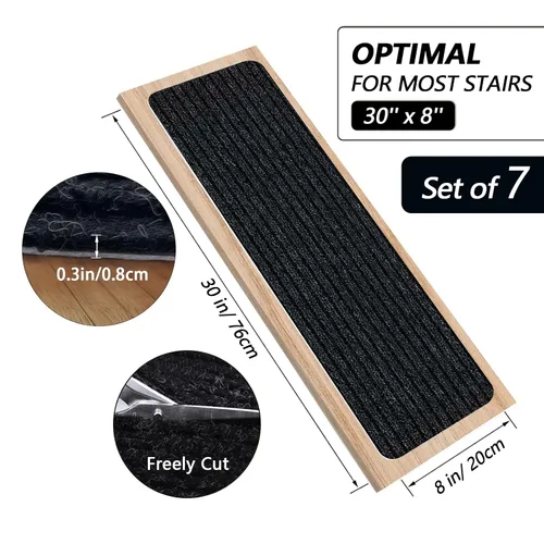 Miniatura 2 de Alfombras Antideslizantes para Escaleras, 7.8" X 30" (Paquete de 7) Alfombra de Escalera para Interiores y Exteriores, Alfombrillas Antideslizantes