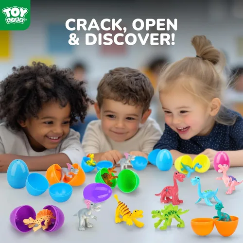 Miniatura 3 de TOY Life 30 paquetes de huevos de Pascua rellenos con dinosaurio, recuerdos de fiesta de Pascua y rellenos de cesta a granel para niños, huevos