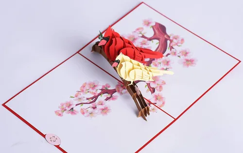 Miniatura 3 de 3D Popup Card of Cardinal Bird Couple, Paper Art & Handicraft, Greeting Card, Birthday, Anniversary, Christmas, Mothers Day, Fathers Day Card